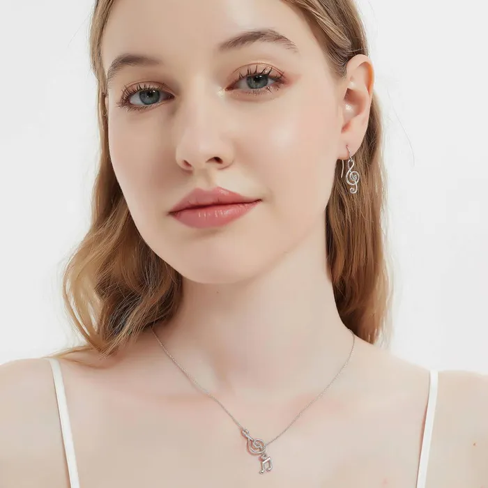 Treble Clef Music Note Lariat Necklace in Sterling Silver BERRICLE Necklaces