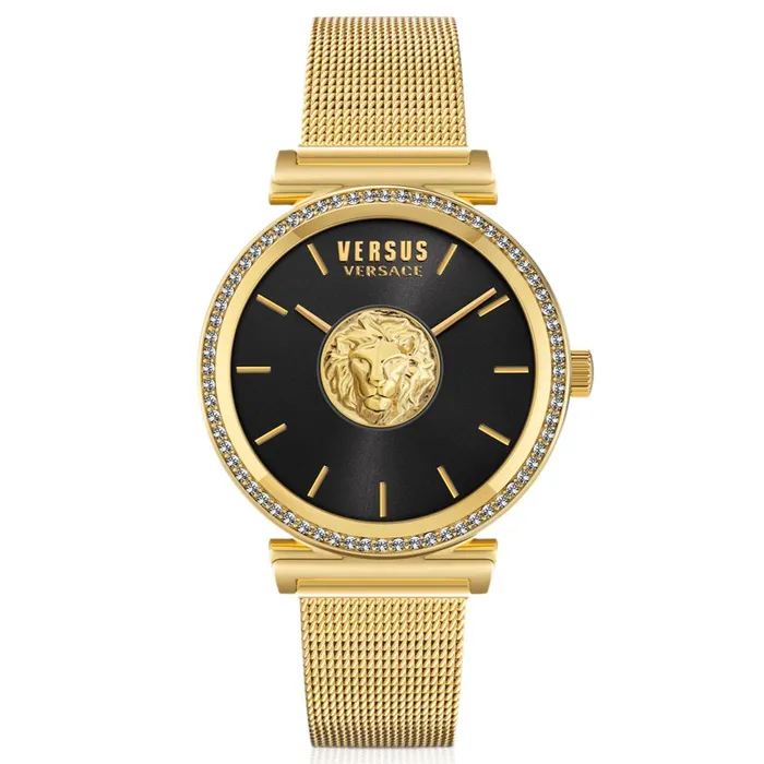 Versus Bracelets Versus Brick Lane Ladies Black Dial Gold Watch with Mesh Bracelet Versus Bracelets Versus Brick Lane Ladies Black Dial Gold Watch with Mesh Bracelet