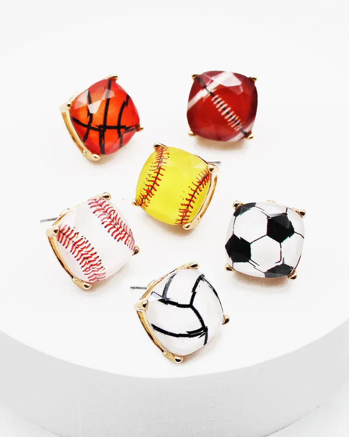 Volleyball Faceted Square Stud Earrings 03082023 Earrings Volleyball Faceted Square Stud Earrings 03082023 Earrings