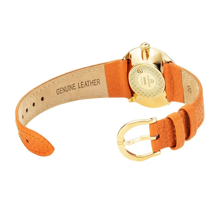 Watches Aigner Aigner Biella Ladies MOP Dial Cold Case Orange Leather Starp Watch Watches Aigner Aigner Biella Ladies MOP Dial Cold Case Orange Leather Starp Watch