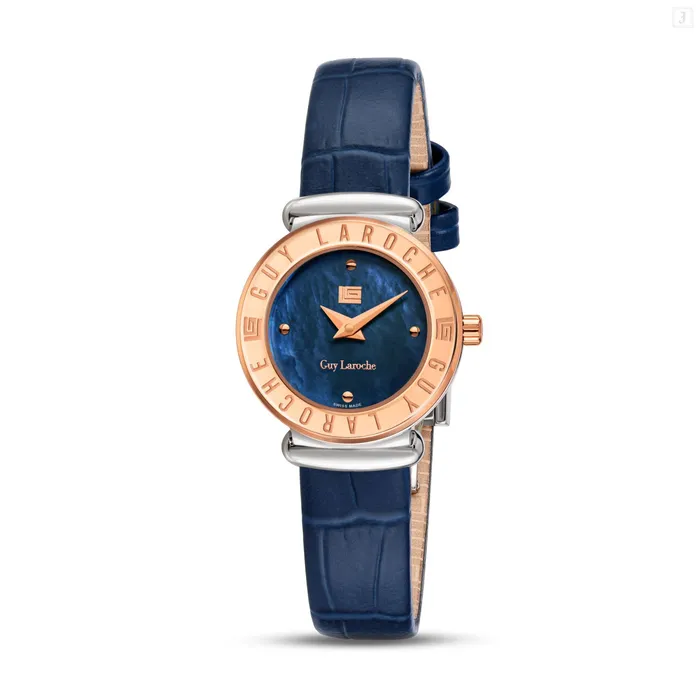 Watches Guy Laroche Guy Laroche Betty Ladies Blue MOP Dial Stainless Steel Rose Gold Case Blue Leather Starp Watch Watches Guy Laroche Guy Laroche Betty Ladies Blue MOP Dial Stainless Steel Rose Gold Case Blue Leather Starp Watch