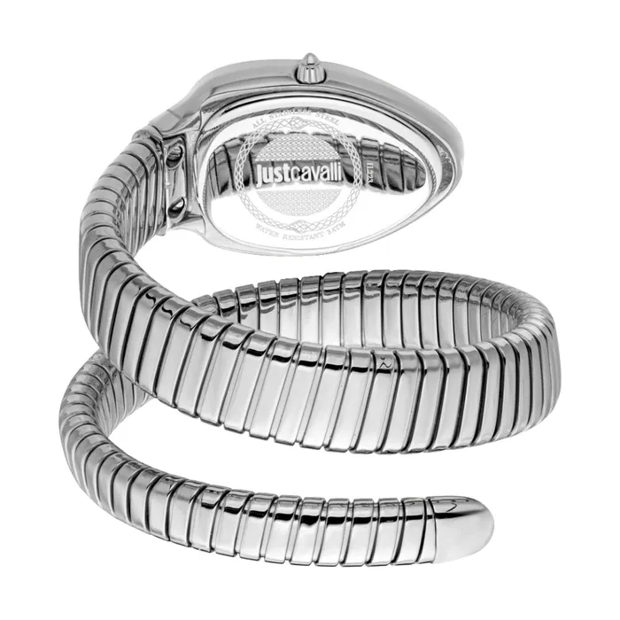 Watches Just Cavalli Just Cavalli Snake Shape Womens Silver Watch with Light Blue Dial