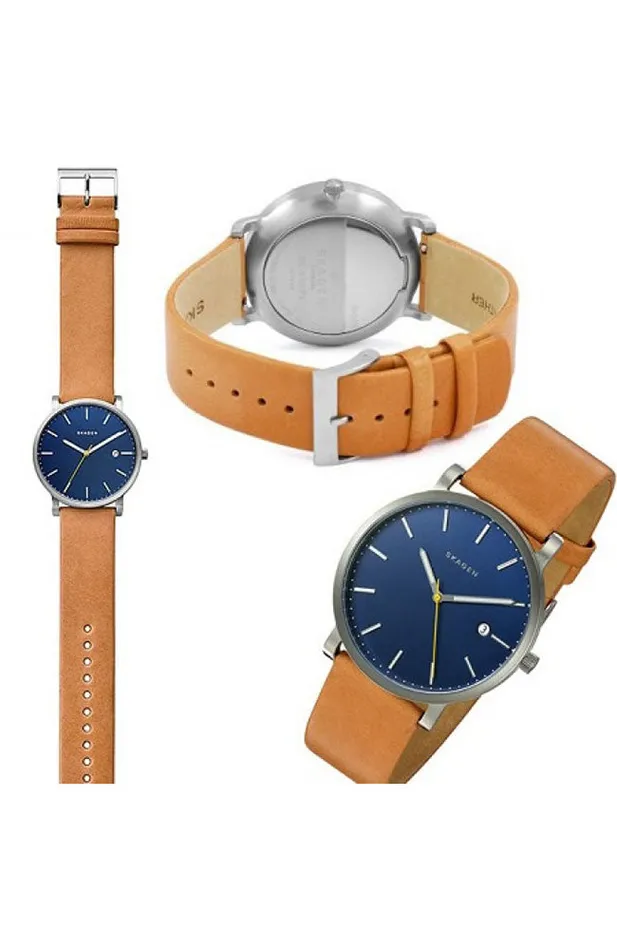 Watches Skagen Hagen Gents Blue Dial Light Brown Leather Watch Skagen Watches Skagen Hagen Gents Blue Dial Light Brown Leather Watch Skagen