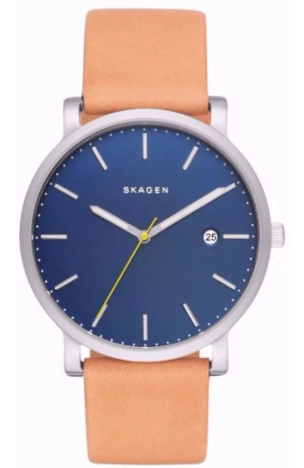 Watches Skagen Hagen Gents Blue Dial Light Brown Leather Watch Skagen Watches Skagen Hagen Gents Blue Dial Light Brown Leather Watch Skagen