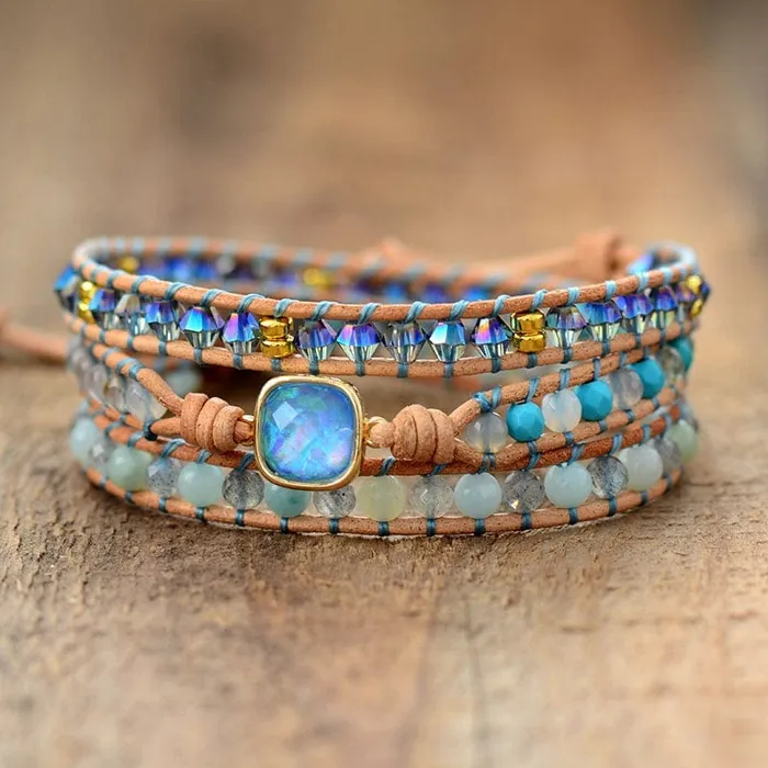 wickedafstore Bracelets Opal And Rhinestone Wrap Bracelet