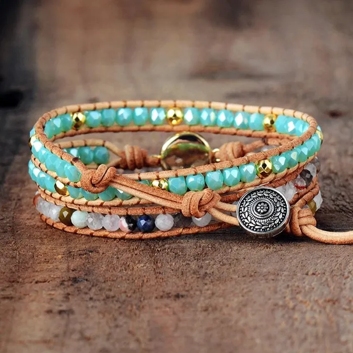 wickedafstore Bracelets Opal And Rhinestone Wrap Bracelet