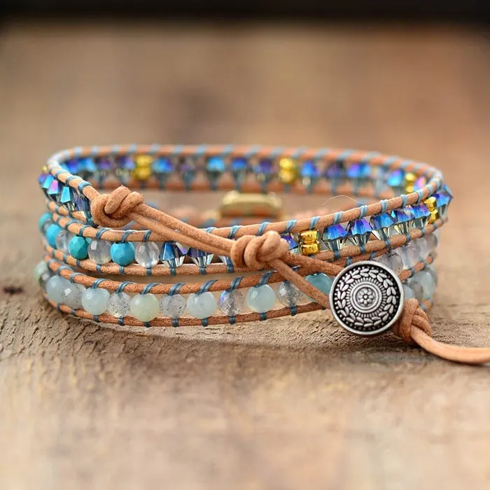 wickedafstore Bracelets Opal And Rhinestone Wrap Bracelet