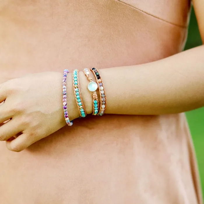 wickedafstore Bracelets Opal And Rhinestone Wrap Bracelet