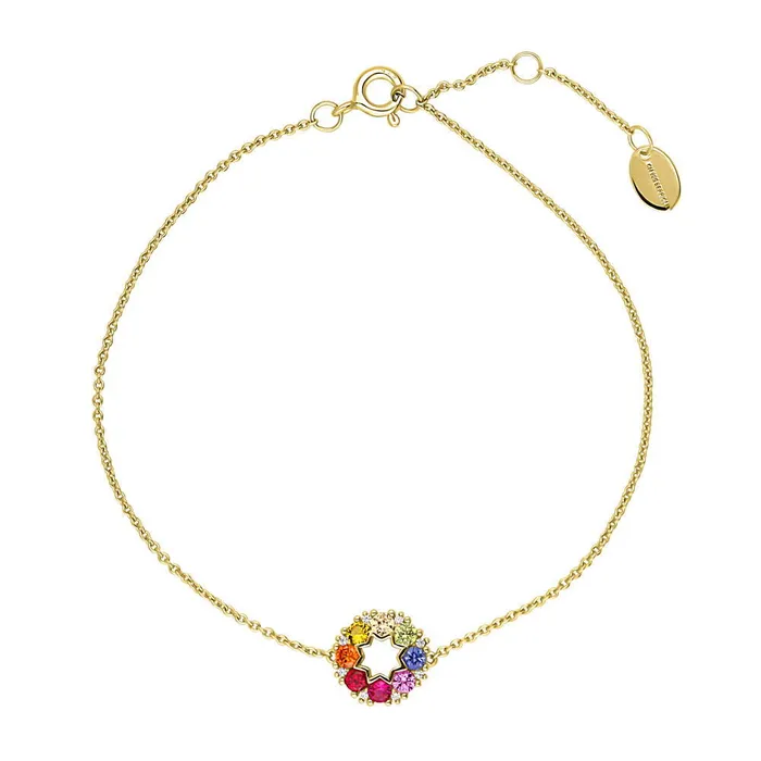Wreath CZ Rolo Chain Bracelet in Gold Flashed Sterling Silver BERRICLE Bracelets